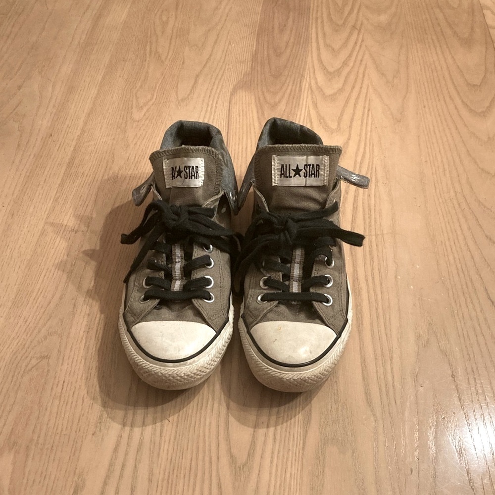 Dark Grey Converse All Star Low Top Sneakers With Black Laces